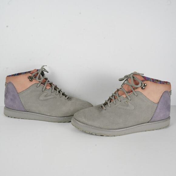 Vintage 90s Tretorn gray/lavender plaid lined hiking shoes womens 9B - Picture 2 of 9